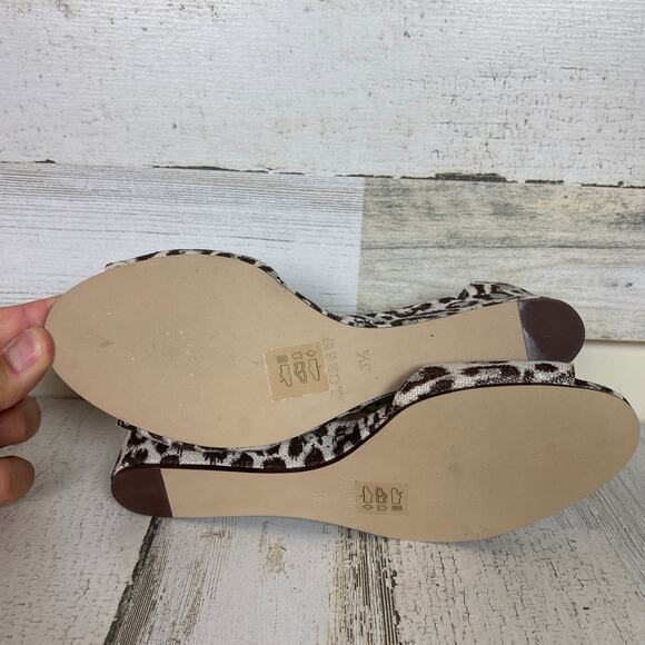 J.Crew Women’s 6.5 Laila Metallic Leopard Print Wedge Sandals Open Toe Low Heel - Picture 6 of 7